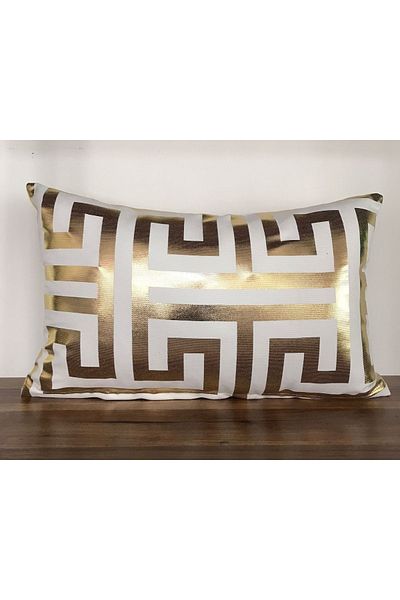 KIRLENTİM White Floor Maze Gold Foil Throw Pillow Cover-5030