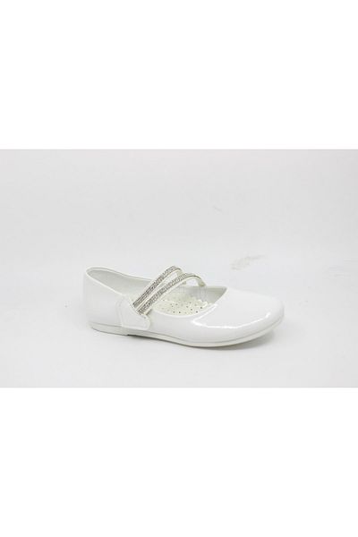 Zerhan 200 Balerini din piele albă pentru fete cu velcro