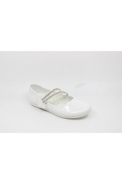 Zerhan 200 Balerini din piele albă pentru fete cu velcro