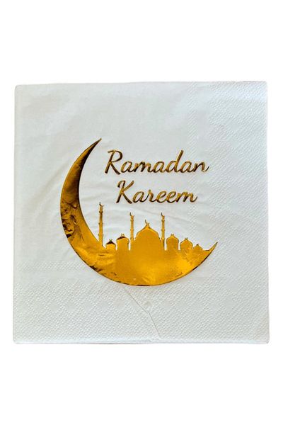 ELGALA منديل رمضان كريم منديل مزين بالرقائق الذهبية 16 قطعة