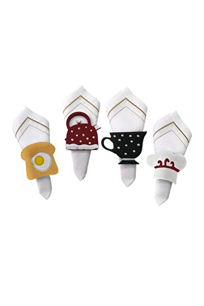 Sister Home Design 4'lü Kahvaltı Peçete Halkası & Yüzüğü Seti