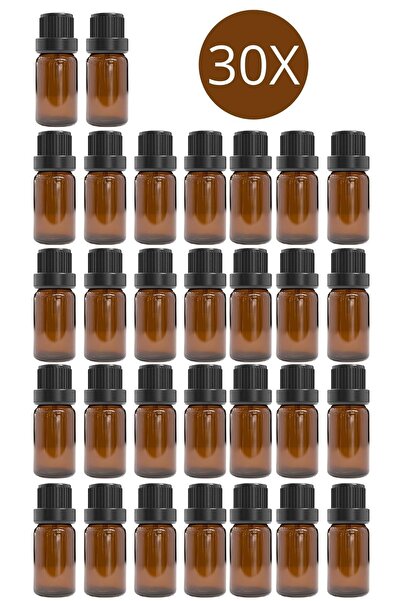 NOAS HOME 30 Adet 10cc Amber Renk Cam Şişe, Uçucu Yağ Şişesi Içten Damlalıklı...