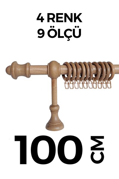 HLMSTOR Ahşap Rustik Perde Askısı Meşe Açık Kahve Raysız 100 Cm