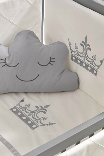 Meltem Smart Kral Anne Yanı Ahşap Sallanır Beşik 60x120 cm (gri-motto gri)