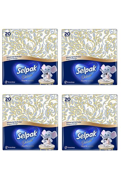 Selpak 4 X Pieces Cherry Blossom 20-Piece Deluxe Napkin - Flashy Tableware Series