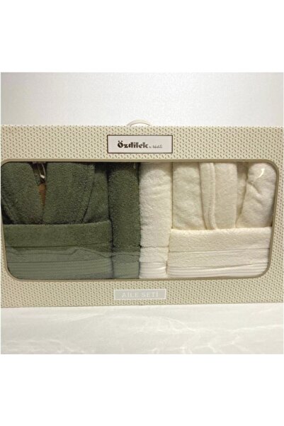 Özdilek Μοντέρνο Σετ Οικογενειακό Μπουρνούζι Κρεμ Χακί