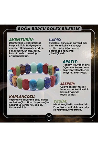 OSMANLI DOĞAL TAŞ سوار رولكس معتمد من برج الثور B026