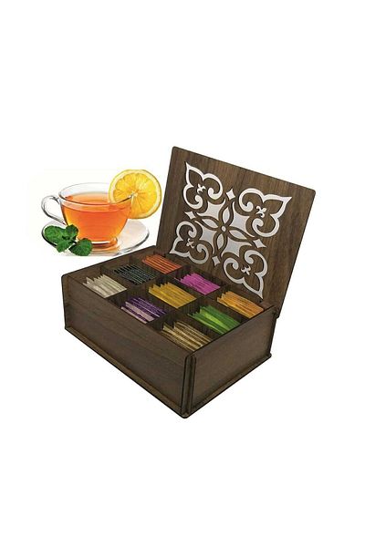 VoleeCraft علبة شاي، تيابوكس، 9 أقسام، 45 قطعة شاي أعشاب وفواكه مختلطة بنمط جيديز