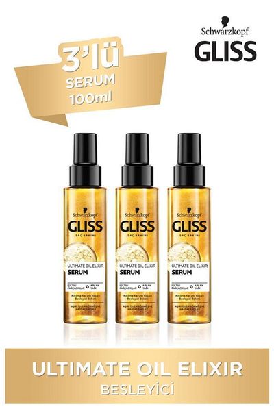 Gliss Schwarzkopf Ultimate Oil Elixir - 100ml x 3 Nourishing Care Serum