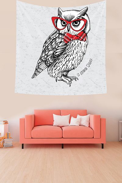 on the clouds Wise Owl I See You Αδιάβροχο βελούδινο υφασμάτινο