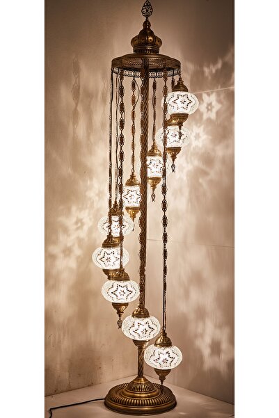 Demmex El Yapımı Mozaik Ayaklı Lambader 9''lu Otantik Lamba Dekor Tabanlı Türk Lambası