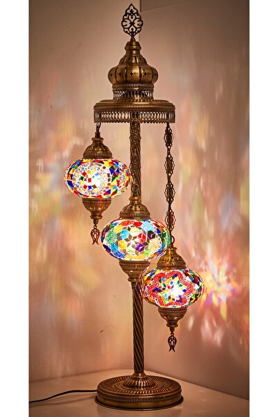 Demmex Mozaik Ayaklı Lambader 3lü Otantik Lamba Dekor Lamba
