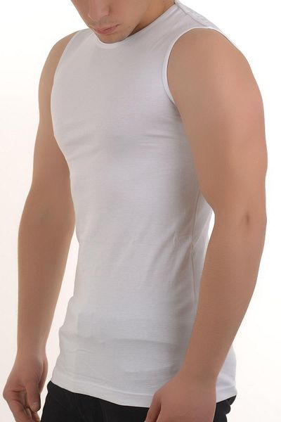 Şahinler Me076 Tricot de corp pentru atlet, alb, 4 piese, cu decolteu rotund
