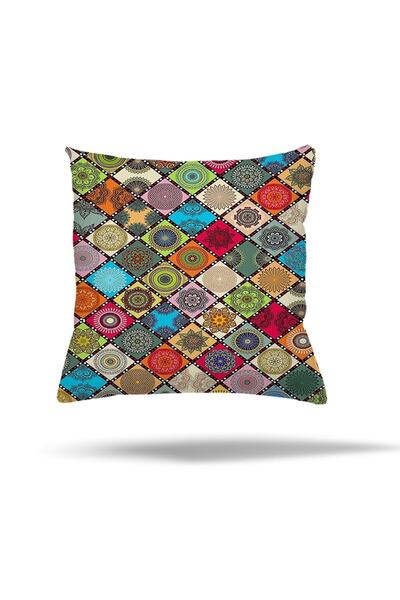 Pelangi Geometric Patterned Hidden Zippered Pillowcase - Throw Pillow Cover S...