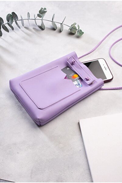 DK LEATHER Geantă de damă liliac mov cu buzunar mic, curea de umăr, geantă pe...