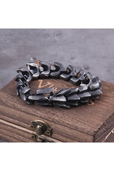 northstarshop Viking Ouroboros Distressed Vintage Scandinavian Dragon Nordic 316l Men's Bracelet