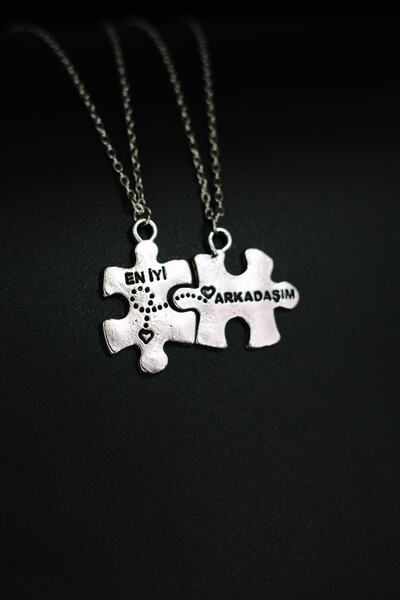 Dukkanka 2'li Puzzle Best Friends Unisex Zincir Kolye
