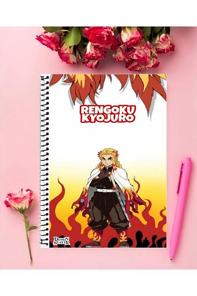 animeandyourworld Rengoku Kyojuro Notebook 1 Piece Special Design A4 Size 21*29 Cm Wired Striped Large Size Notebook