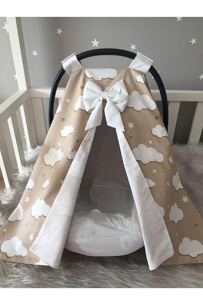 Jaju Baby Brown Cloud Patterned Stroller Cover and Inner Sheet