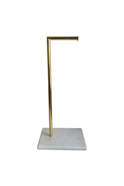 BMK MERMER Mermer Tuvalet Kağıtlığı, Tuvalet Kağıtlığı (BEYAZ - GOLD KAPLAMA)...