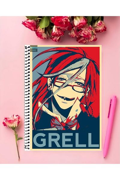 animeandyourworld Grell Notebook 1 Piece Special Design A4 Size 21*29 Cm Wired Striped Large Size Notebook