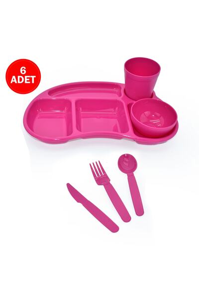 Melkan Home 6'lı Çocuk Tabldot Set 5 Bölmeli Kahvaltılık Tabildot Seti Kase B...