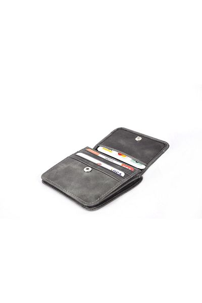 Eminsa Men's Gray Crazy Leather Small Wallet