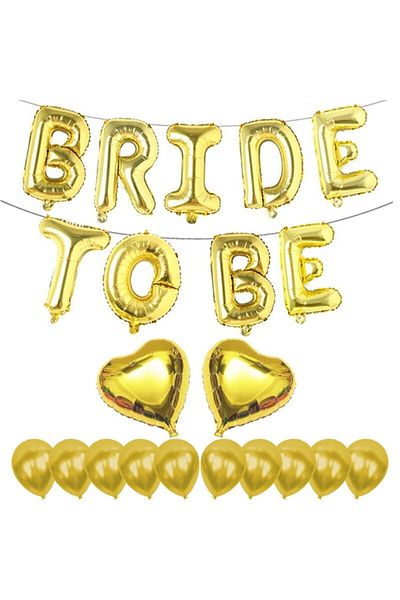 DÜVENCİ TİCARET Bride To Be Foil Balloon Golden Bachelorette Balloon Set M48