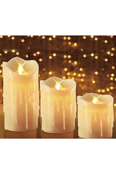 Genel Markalar Alevli Eriyen Ikrem Erimiş 3’lü Led Mum