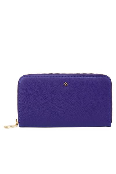 Noula Large Purple Leather Wallet - Zippered