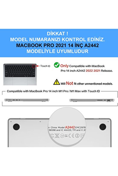 NovStrap Macbook Pro 14 Inç 2021 M1 Pro/max A2442 Uyumlu Kılıf Kapak Matte Anti Fingerprint