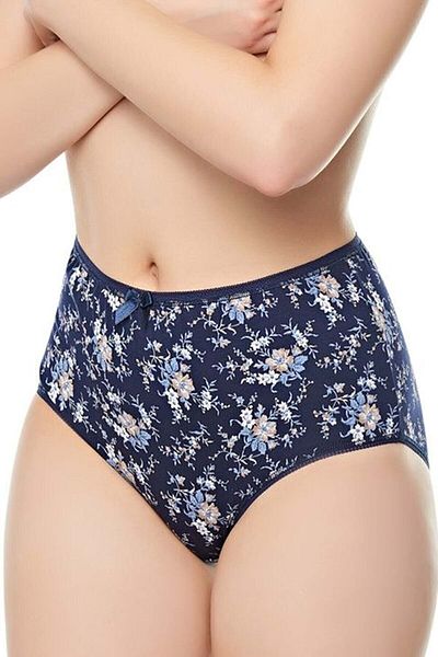 Belinay Pachet de 4 chiloți de damă bleumarin cu model, bumbac, talie înaltă, bato
