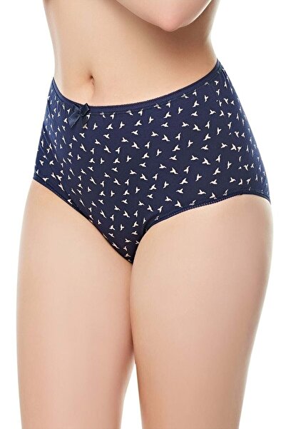 Belinay Pachet de 4 chiloți de damă bleumarin cu model, bumbac, talie înaltă, bato