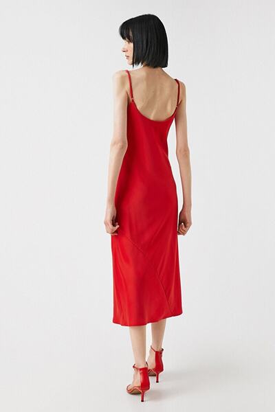 Koton Γυναικείο Μακρύ Φόρεμα Λουράκι Σατέν Flounce Γιακάς 2sak80120fw