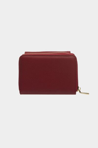 Grande 3802 Genuine Genuine Leather Small Women's Wallet Flother Claret Red