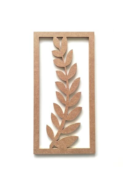 DEKOLOBİ Ham Mdf Zeytindalı Pano Boyanabilir Çiçek Ağaç Dalı Tablo 20*40 cm