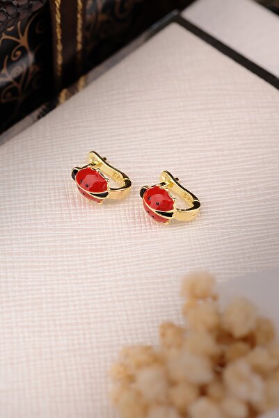 ENCİLİ SİLVER 925 Ayar Gümüş Uğur Böceği Model Çocuk J Küpe