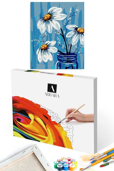 abbara طقم قماش للرسم بالأرقام بما في ذلك فرشاة الطلاء (مشفر) 40x50 سم
