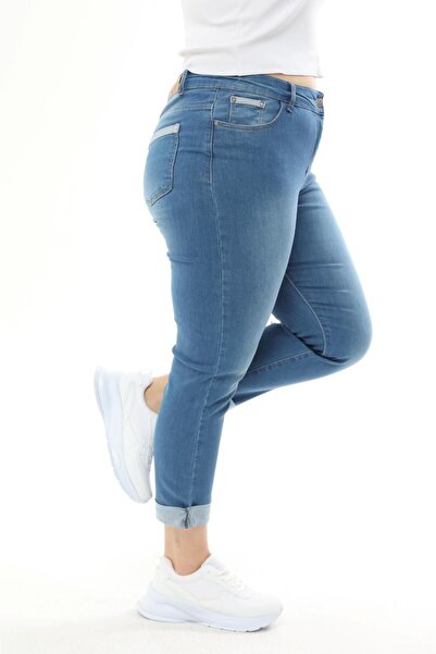 EYLÜL BUTİK Women's Large Size Double Leg Ankle Pants