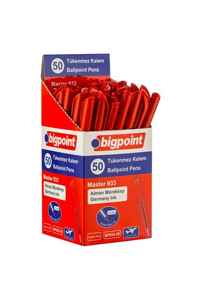 Bigpoint Ballpoint Pen Master Set of 50 Red