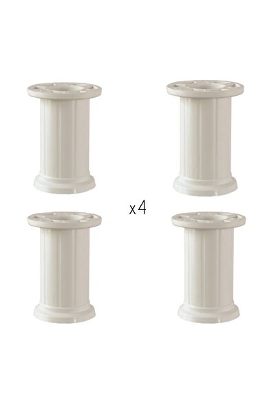 ARON (4 Adet) Letto Beyaz Ayak (10cm) Komidin Konsol Tv Ünite Baza Koltuk Mobilya Dolap Vestiyer Ayağı