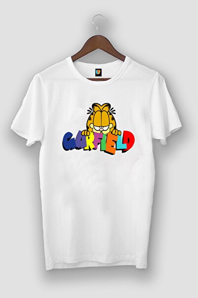 GALASHOP تي شيرت أبيض - سلسلة شعار Garfield - Gala Shop