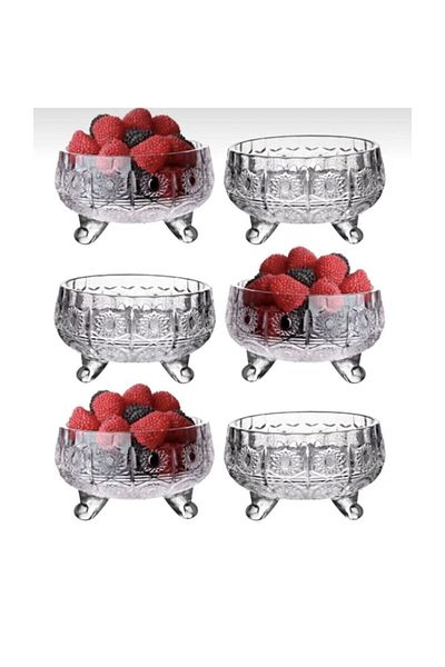 Glass 6-Piece Crystal Luxury Footed Glass Snack Bowl, Sugar Bowl