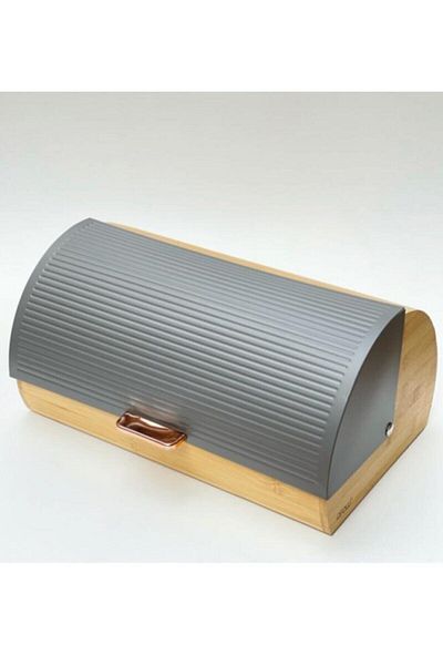 AROW Bamboo Gray Luxury Bread Bowl Metal Rail System with Lid Fma03744