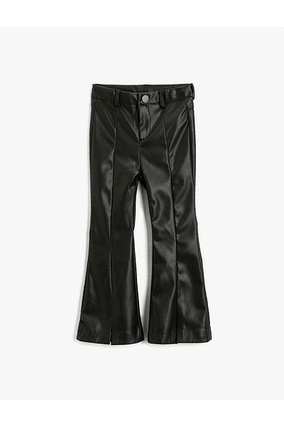 Koton Pantaloni detaliați cu aspect de flanel cu aspect de piele artificială