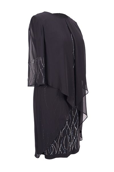SpringStore فستان سهرة شيفون أسود مقاس كبير