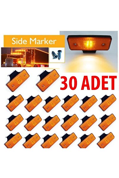 GPR AUTO PARTS Kamyon Tır Dorse Otobüs Led Marker Yan Lamba 30 Adet Sarı 24 Volt
