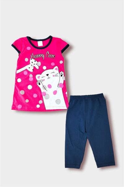 ipek atlas 3-6 Years Old Girl Cat Patterned Double Set
