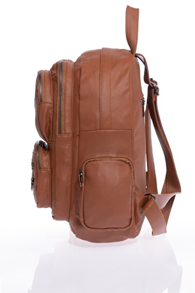 By Hakan Mega-505 Washing Leather Women's Backpack Bag Tan