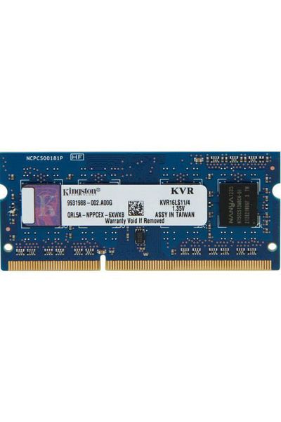 Kingston ذاكرة الوصول العشوائي للكمبيوتر المحمول Kingston Kvr16ls11/4 4 جيجابايت 1600 ميجا هرتز Ddr3 Sodimm، 1.35 فولت